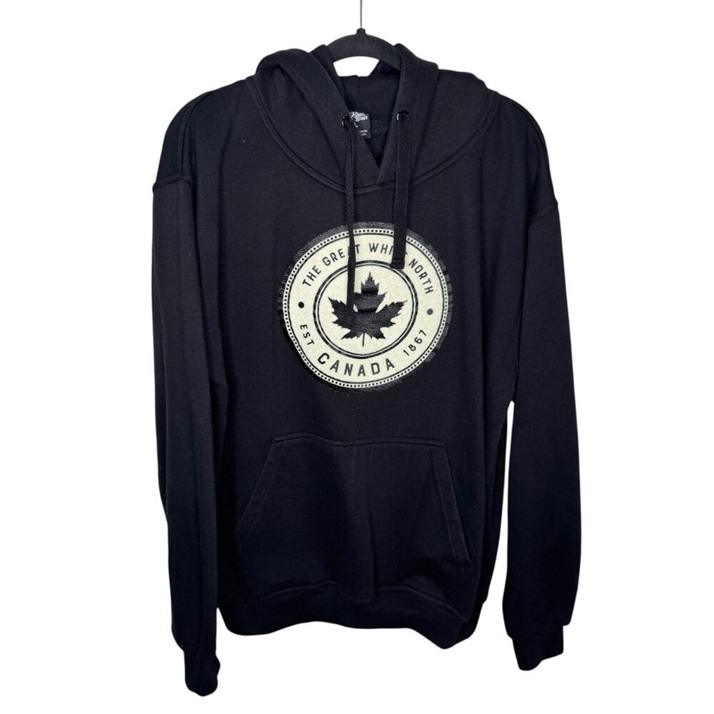 RIVER WEAR / black white oversized Canada hoodie sweatshirt / L